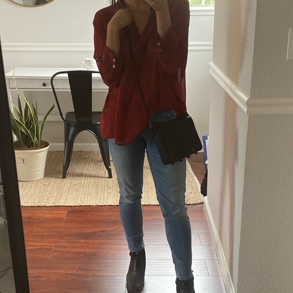 Burgundy Sheer Blouse